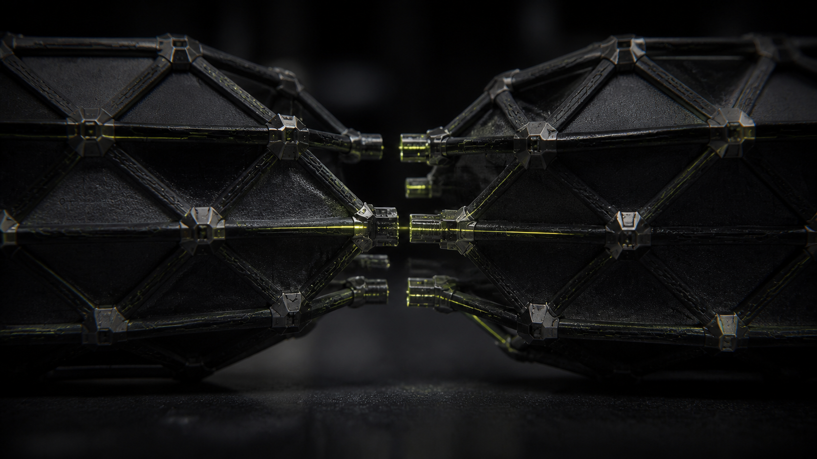 Two damaged DODEXA lattice sections magnetically realigning