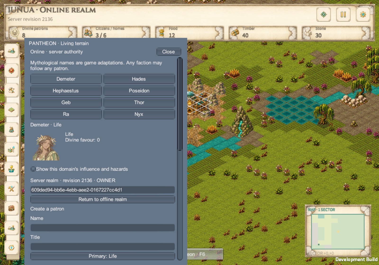 IUNUA Unity owner HUD over a generated sector